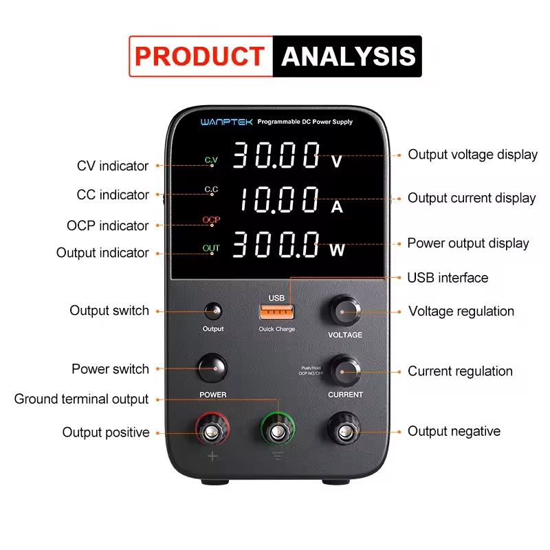 Programmable DC Power Supply 30V 10A Voltage Current Regulator 3