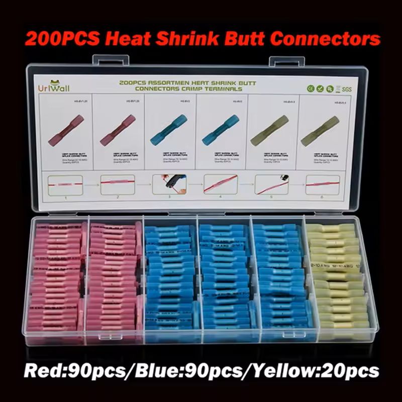 200 Piece Heat Shrink Wire Connectors Waterproof Solder Crimp Terminals