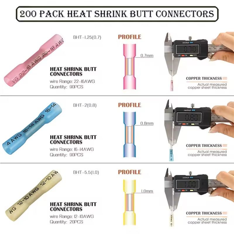 200 Piece Heat Shrink Wire Connectors Waterproof Solder Crimp Terminals 4