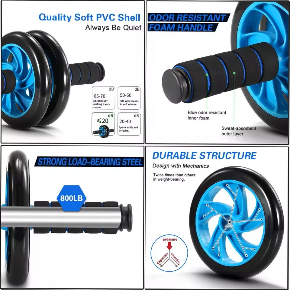 Ab Roller 5Piece Fitness Set With PushUp Stand And Accessories 3