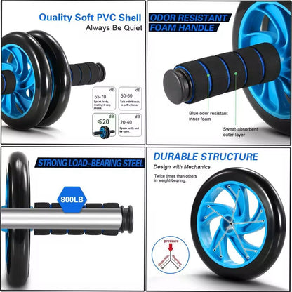 Ab Roller 5Piece Fitness Set With PushUp Stand And Accessories 3