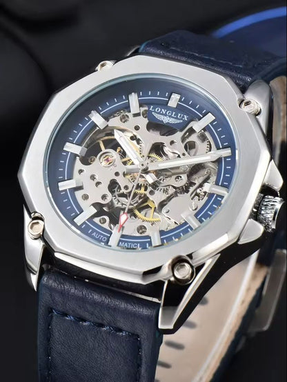 Automatic Mechanical Watch Hollow Dial Leather Strap For Men 1