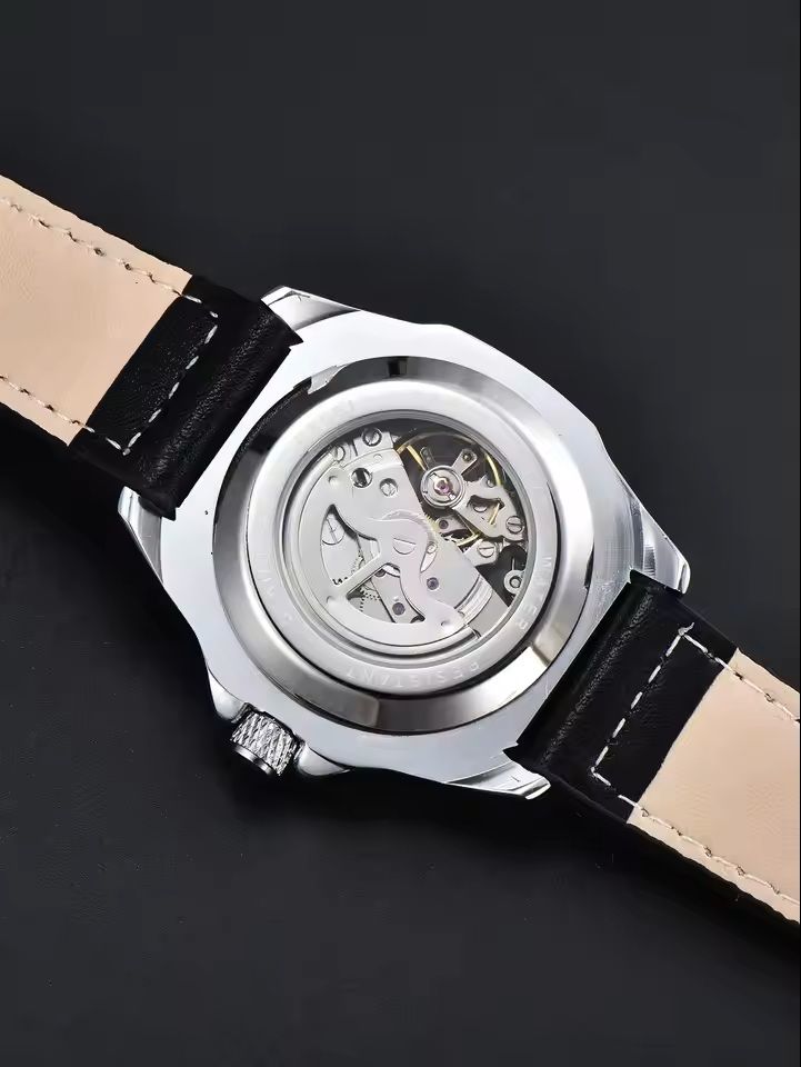 Automatic Mechanical Watch Hollow Dial Leather Strap For Men 3
