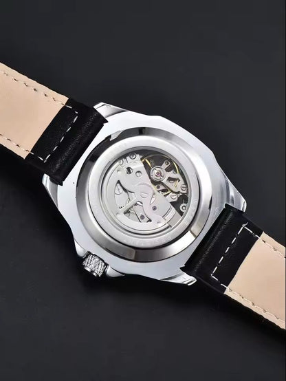 Automatic Mechanical Watch Hollow Dial Leather Strap For Men 3