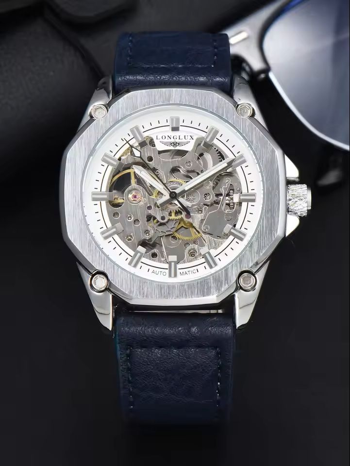 Automatic Mechanical Watch Hollow Dial Leather Strap For Men 6