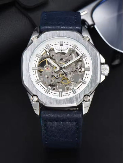 Automatic Mechanical Watch Hollow Dial Leather Strap For Men 6