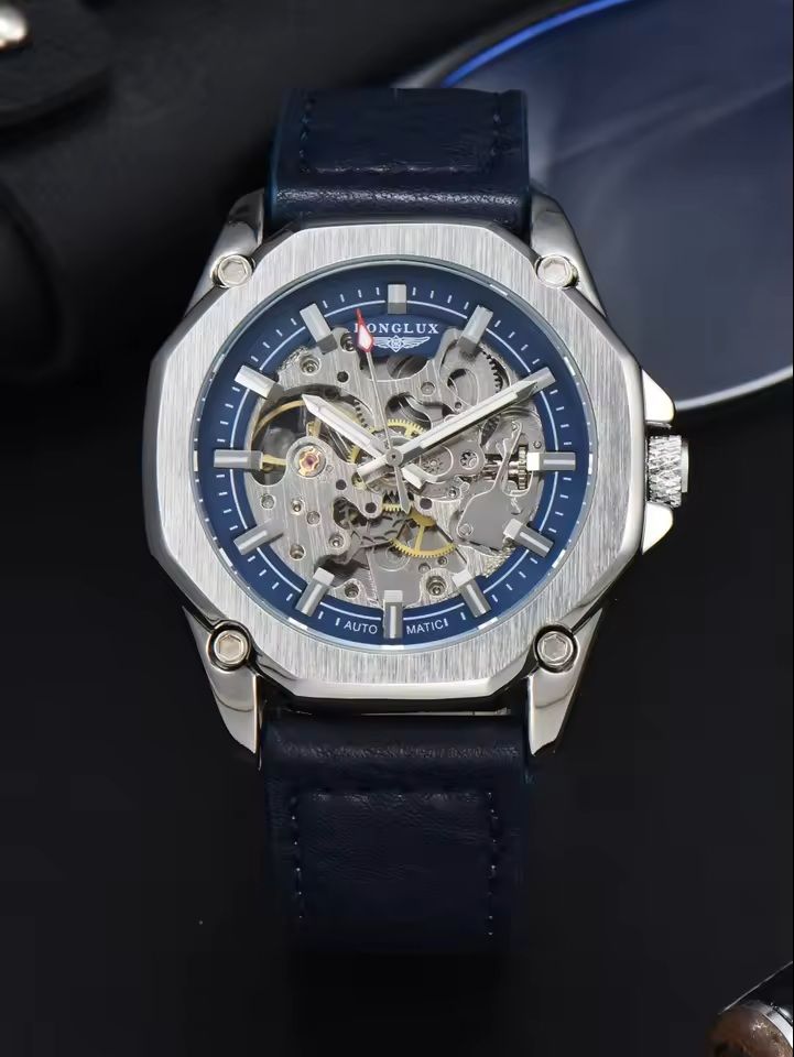 Automatic Mechanical Watch Hollow Dial Leather Strap For Men 8