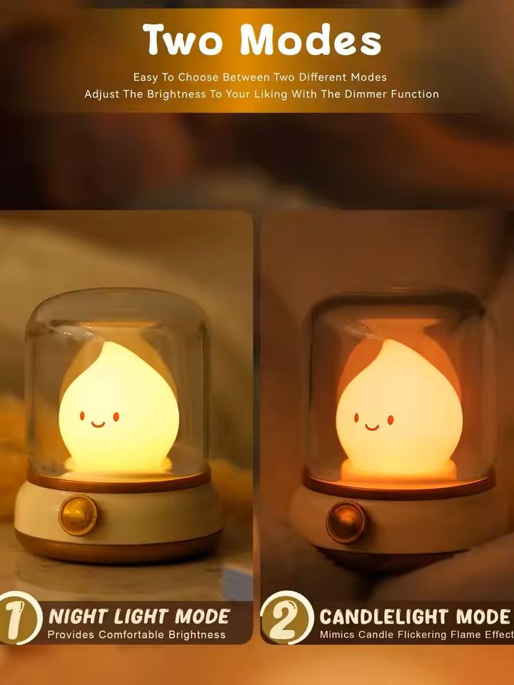 Kerosene Style LED Night Light USB Rechargeable Flameless Table Lamp 2