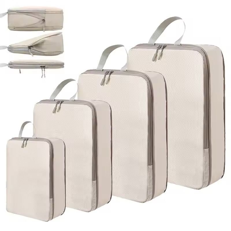 4-Piece Travel Compression Packing Cubes Waterproof Organizer Set
