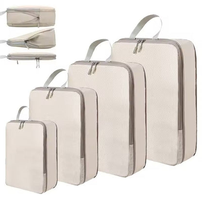 4-Piece Travel Compression Packing Cubes Waterproof Organizer Set