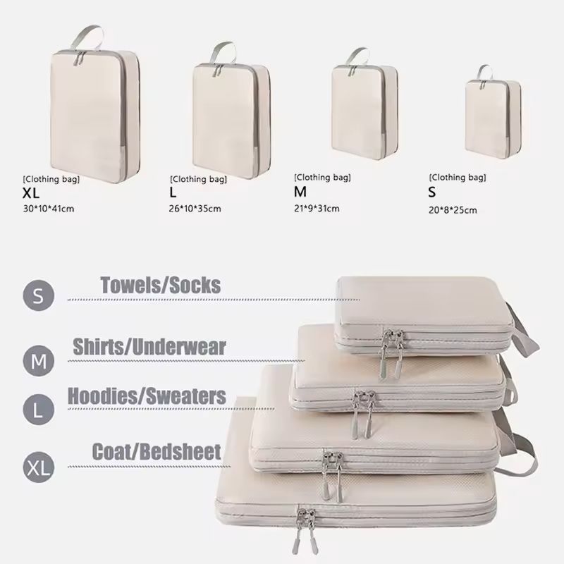 4Piece Travel Compression Packing Cubes Waterproof Organizer Set 2