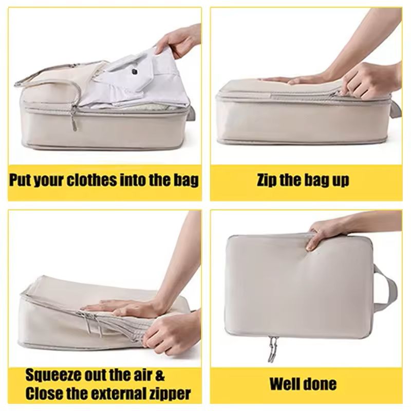 4Piece Travel Compression Packing Cubes Waterproof Organizer Set 5