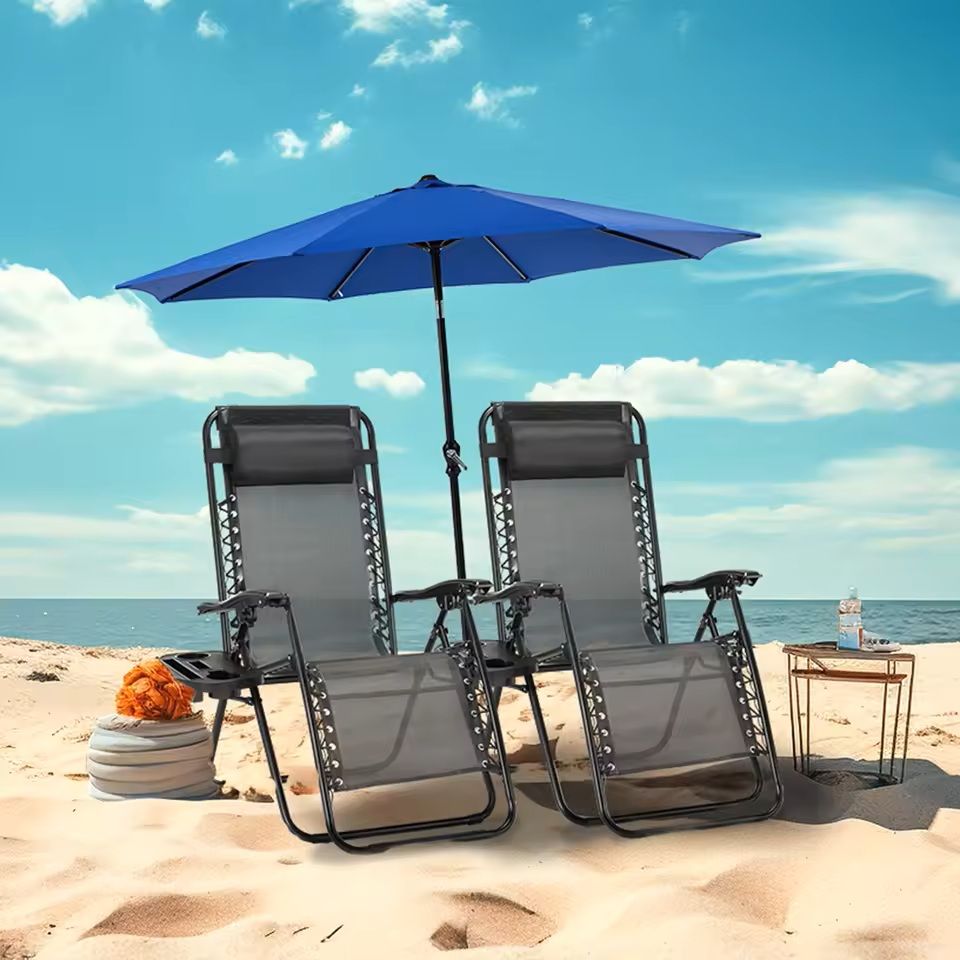 Set of 2 Zero Gravity Recliner Chairs with Cup Holders and Adjustable Pillow