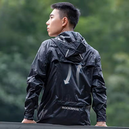Mens Waterproof Cycling Jacket Reflective Hooded Windbreaker 4