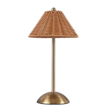 LED Rattan Rechargeable Desk Lamp Retro Decorative Table Light 4