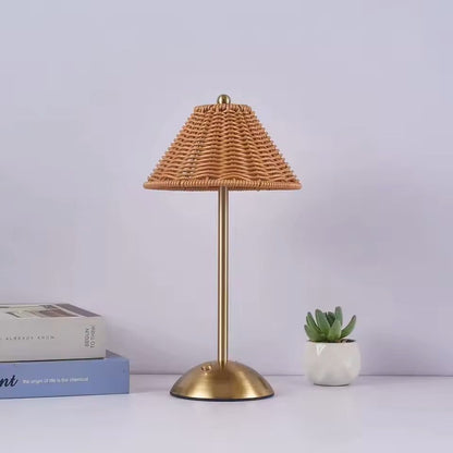 LED Rattan Rechargeable Desk Lamp Retro Decorative Table Light 6