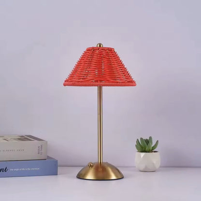 LED Rattan Rechargeable Desk Lamp Retro Decorative Table Light 7