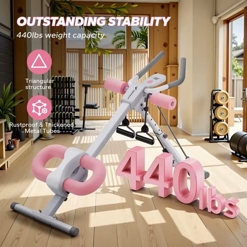 Adjustable Ab Trainer Machine Foldable Core Exercise System With Knee Support 2