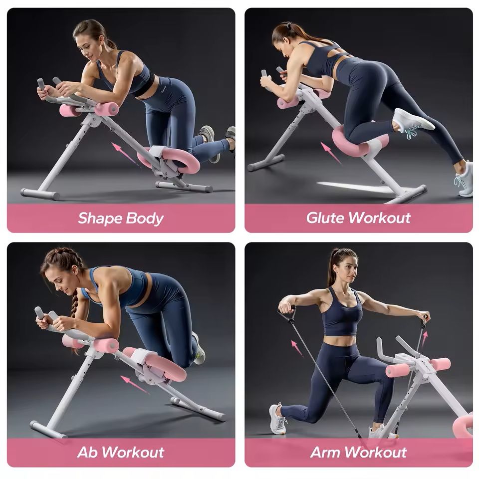 Adjustable Ab Trainer Machine Foldable Core Exercise System With Knee Support 3
