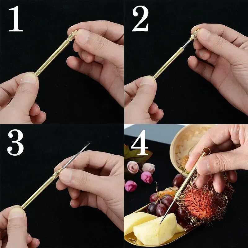 Titanium Toothpick Tube With Fruit Fork  Bottle Tool Outdoor Portable Camping Gear More Durable Tha 1