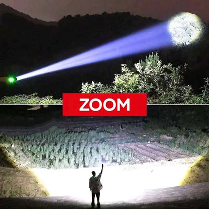 Multifunctional High Power LED Flashlight, USB Rechargeable Handheld Torch with Built-in Battery for Camping