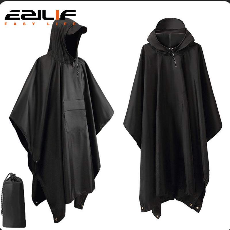 Multi-Use 3 In 1 Military Raincoat Waterproof Hooded Poncho, Camping Tent, Motorcycle Rain Cover & Travel Rainwear