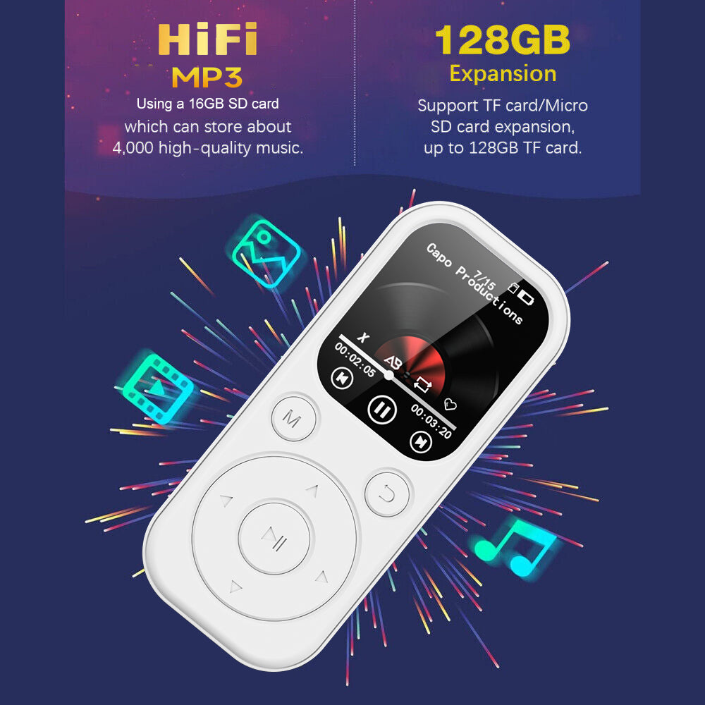 Slim Bluetooth 5.4 MP3 Player, Portable Walkman Music Player with FM Radio, eBook Reader & Recorder, Ideal for Travel