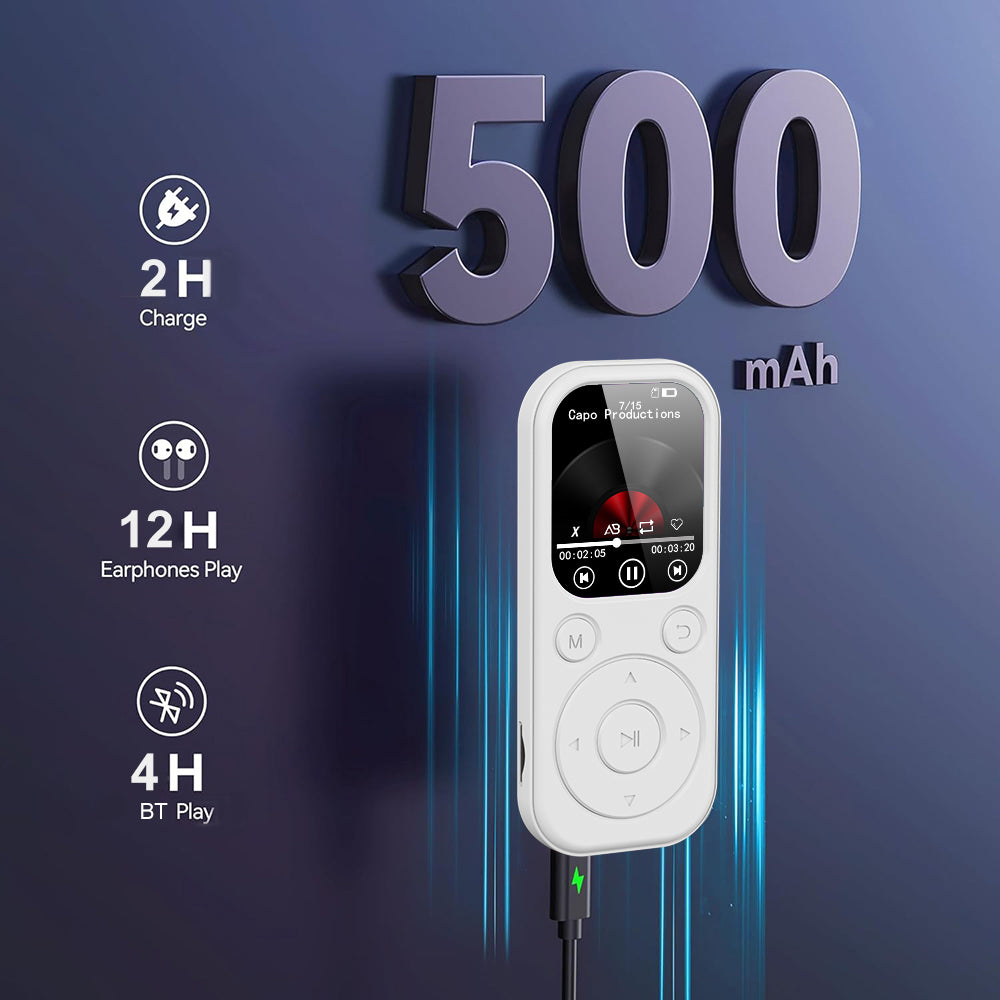 Slim Bluetooth 5.4 MP3 Player, Portable Walkman Music Player with FM Radio, eBook Reader & Recorder, Ideal for Travel