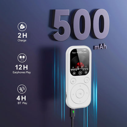 Slim Bluetooth 5.4 MP3 Player, Portable Walkman Music Player with FM Radio, eBook Reader & Recorder, Ideal for Travel
