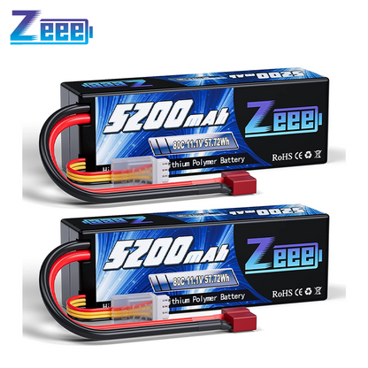 Zeee 3S 5200mAh Lipo Battery 11.1V 80C Hardcase with T/XT60/EC3/5 Plug for RC Car Buggy Truck FPV Drone Model Parts
