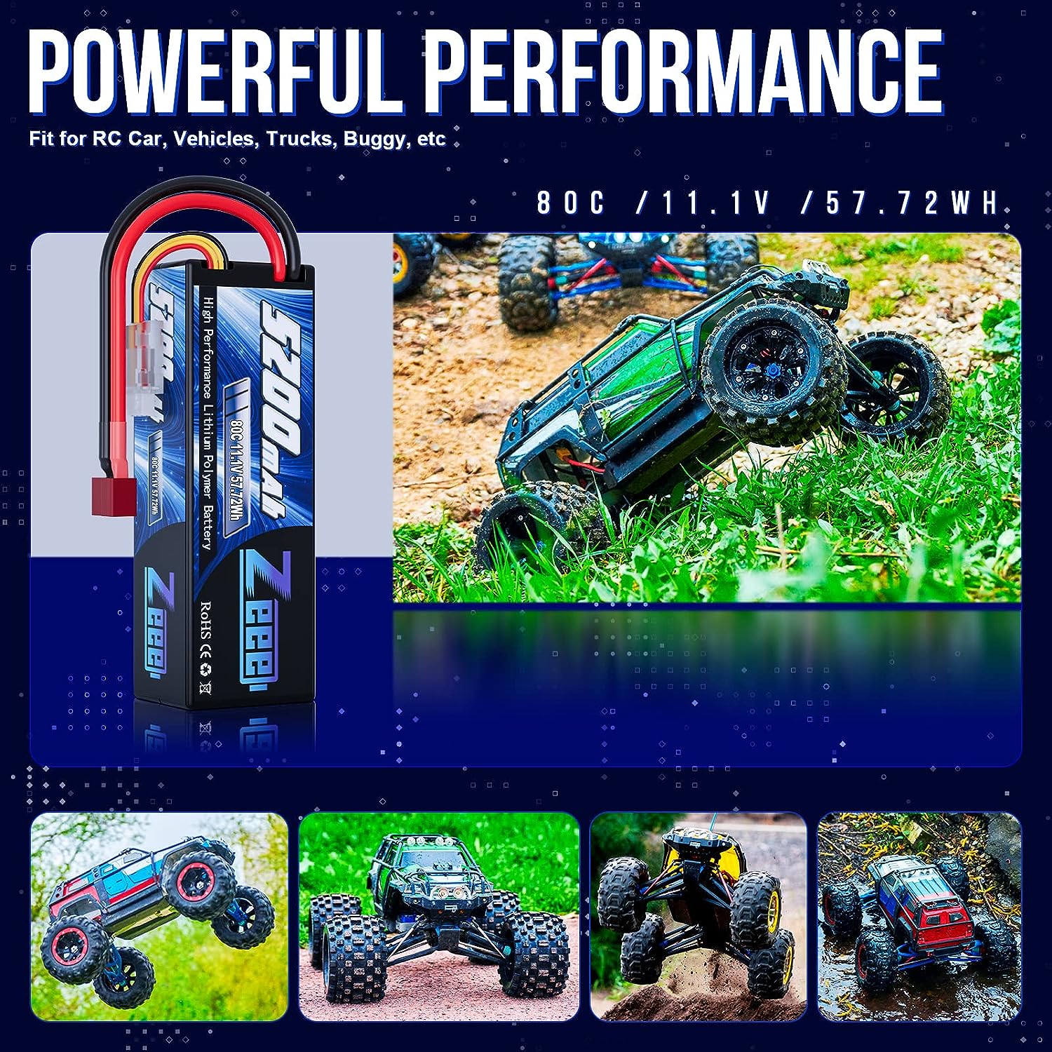 Zeee 3S 5200mAh Lipo Battery 111V 80C Hardcase With TXT60EC35 Plug For RC Car Buggy Truck FPV Drone 4