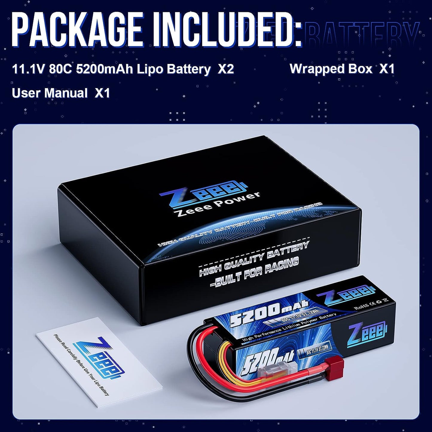 Zeee 3S 5200mAh Lipo Battery 111V 80C Hardcase With TXT60EC35 Plug For RC Car Buggy Truck FPV Drone 5