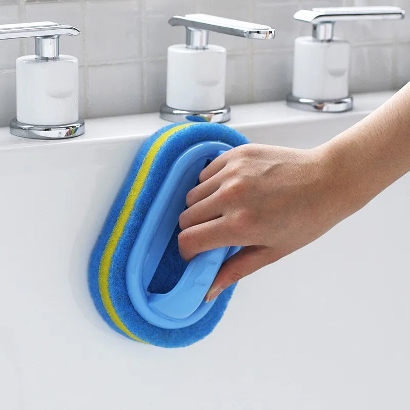 Multifunctional Household Cleaning Brush With Handle, Durable Scrubbing Sponge for Kitchen, Bathroom, Tub & Dish Soap