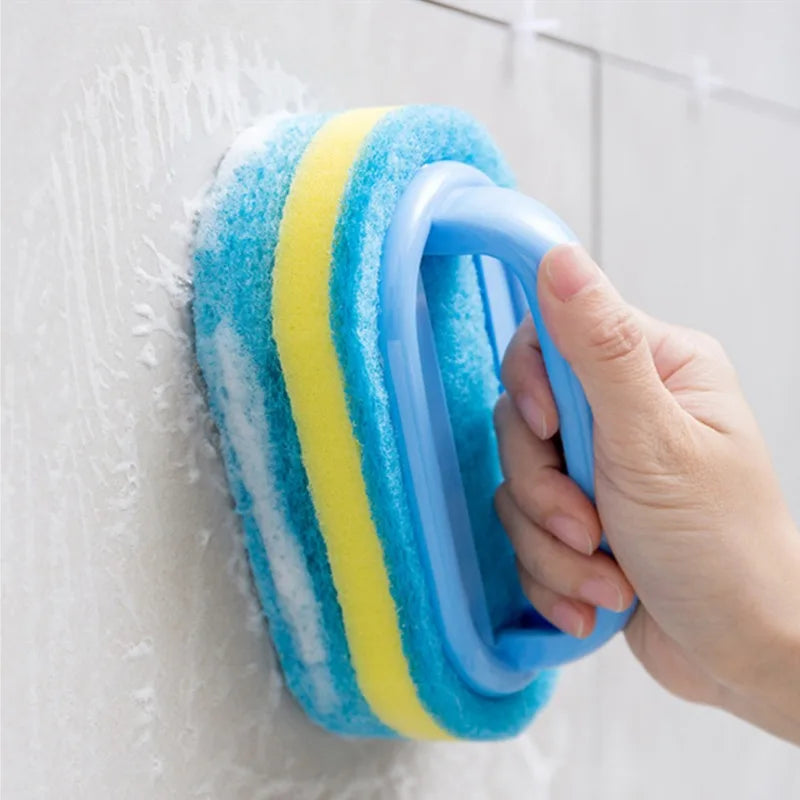 Multifunctional Household Cleaning Brush With Handle, Durable Scrubbing Sponge for Kitchen, Bathroom, Tub & Dish Soap