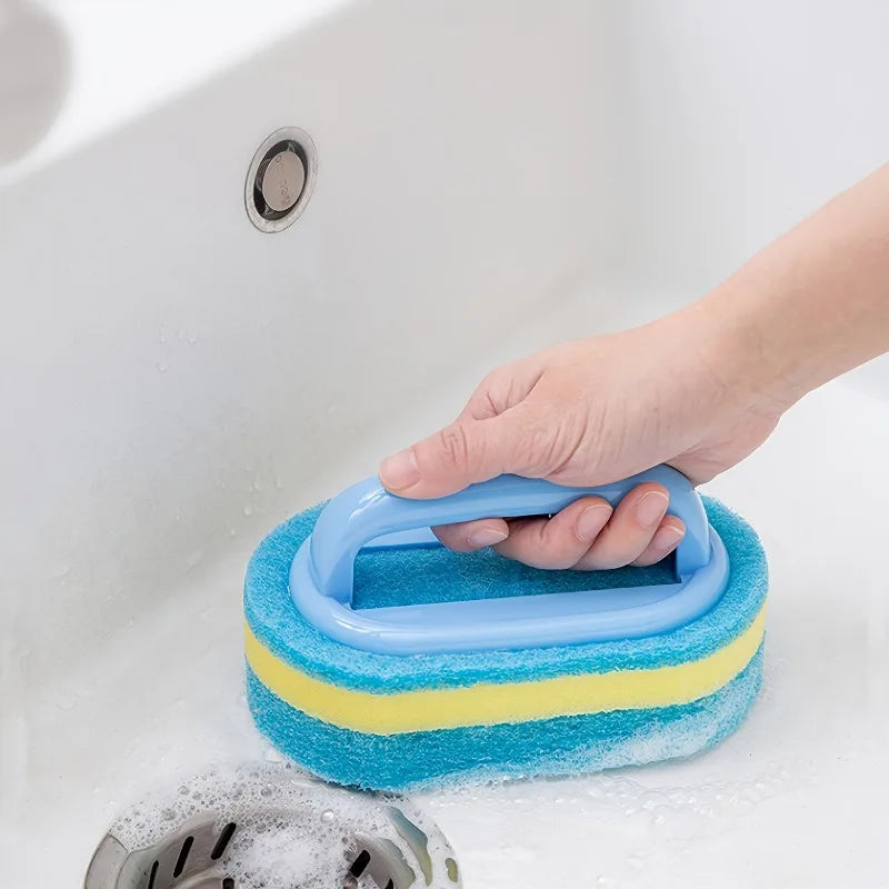 Multifunctional Household Cleaning Brush With Handle, Durable Scrubbing Sponge for Kitchen, Bathroom, Tub & Dish Soap