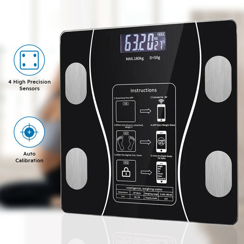 Wireless Smart Body Fat Scale Wireless with LED Digital Bathroom Weight Scale Display & Bluetooth Body Composition Scale