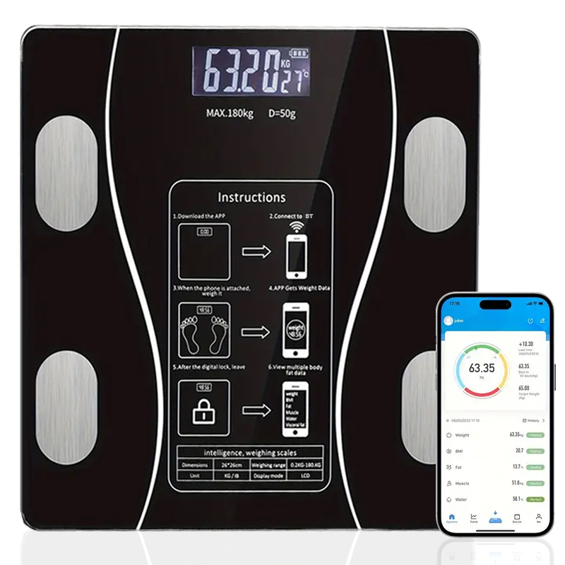 Wireless Smart Body Fat Scale Wireless with LED Digital Bathroom Weight Scale Display & Bluetooth Body Composition Scale
