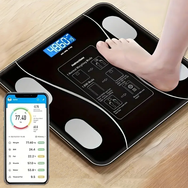 Wireless Smart Body Fat Scale Wireless with LED Digital Bathroom Weight Scale Display & Bluetooth Body Composition Scale