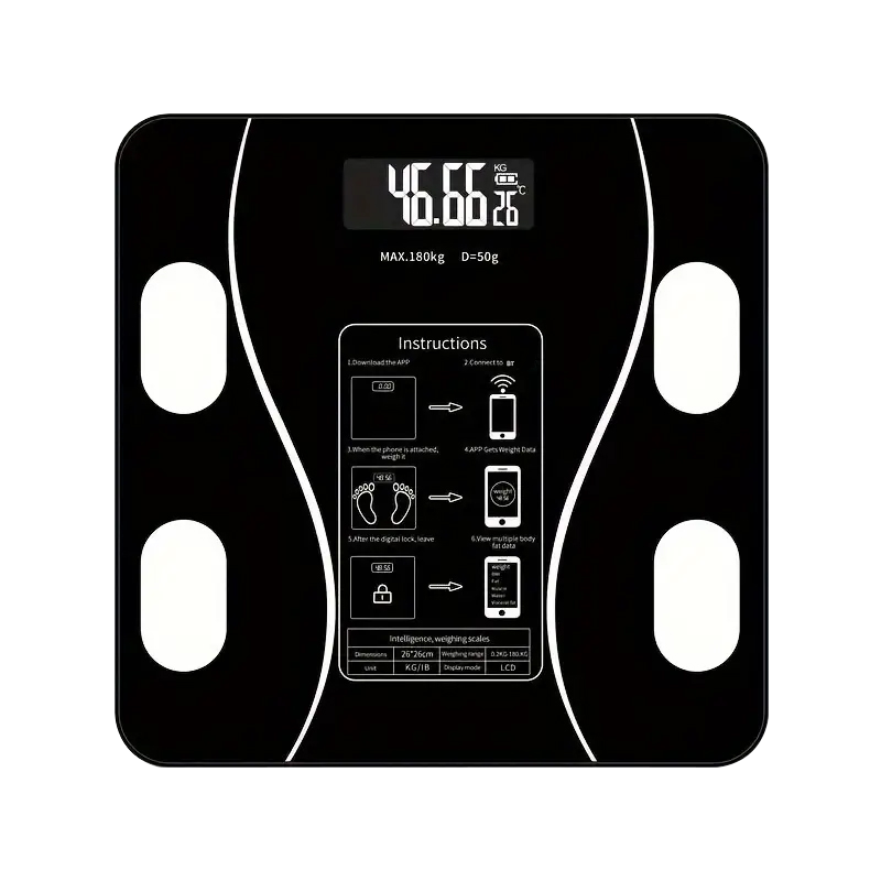 Wireless Smart Body Fat Scale Wireless with LED Digital Bathroom Weight Scale Display & Bluetooth Body Composition Scale