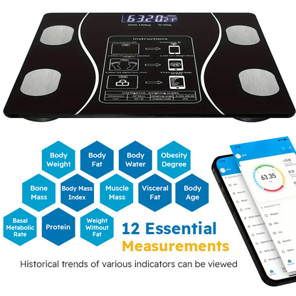 Wireless Smart Body Fat Scale Wireless with LED Digital Bathroom Weight Scale Display & Bluetooth Body Composition Scale