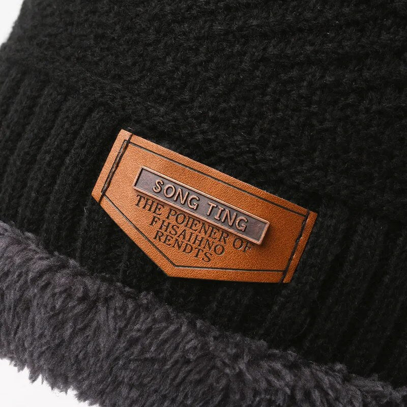 3-Piece Men Winter Set, Windproof Hat, Outdoor Scarf & Gloves | One Plus Cashmere Insulated Knit Hat for Extreme Cold