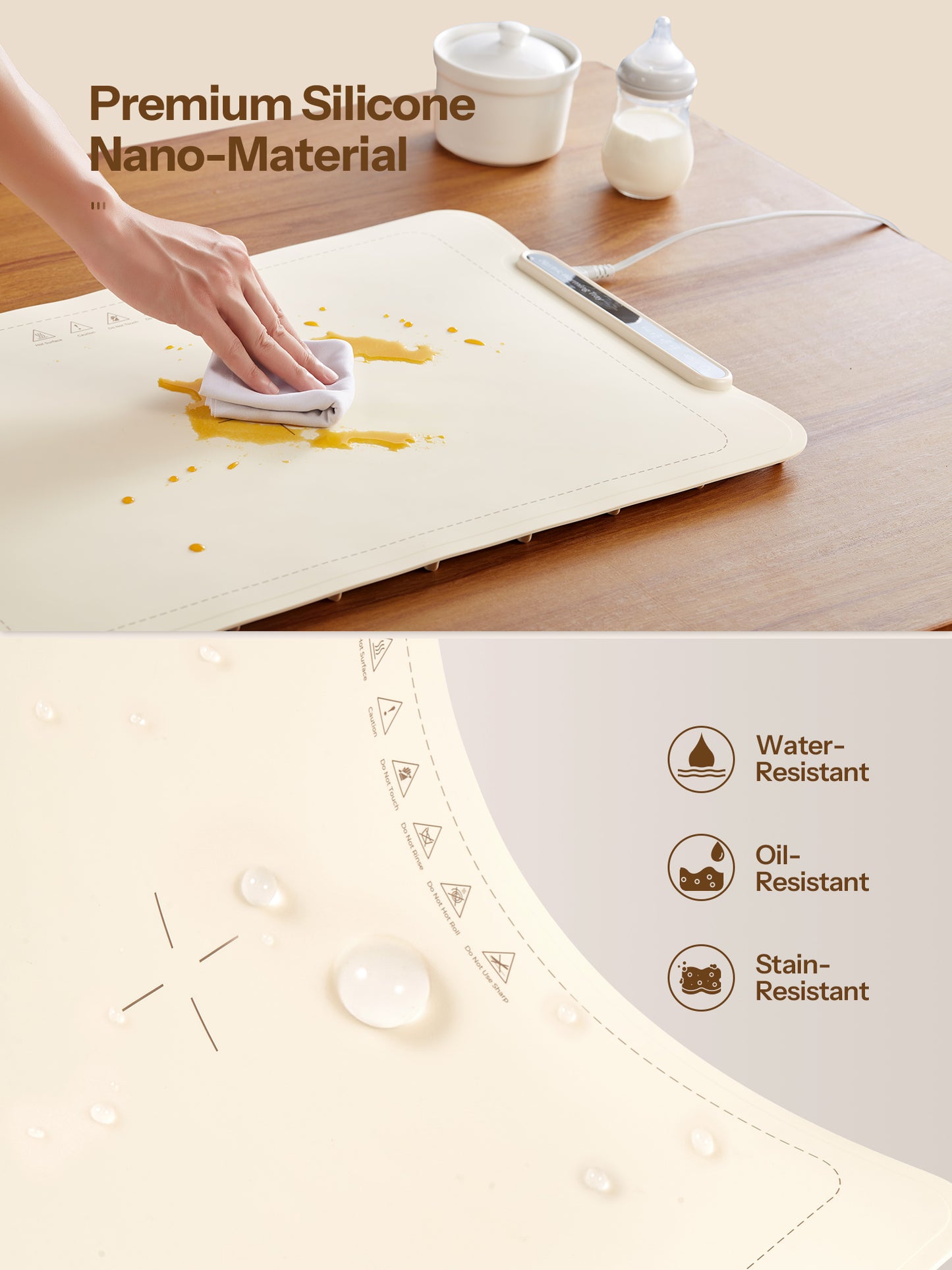 Electric Warming Tray, Foldable Food Warming Mat with 3 Temperature Settings, Auto Shut-Off Food Warmer for Buffet
