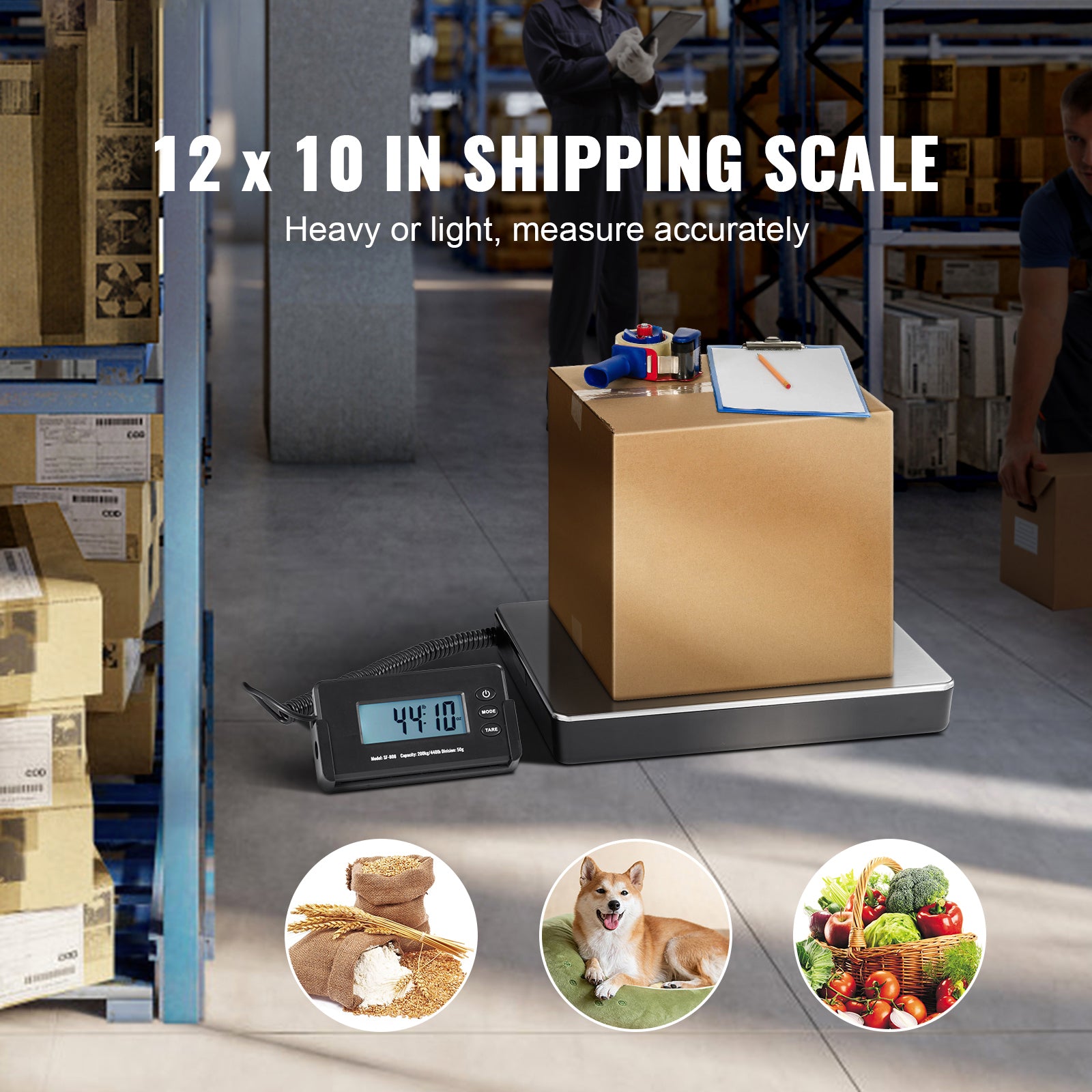 Digital Shipping Scale with Timer & Tare Function, HD LCD Screen, Portable Package Postal Scale for Home & Post Office
