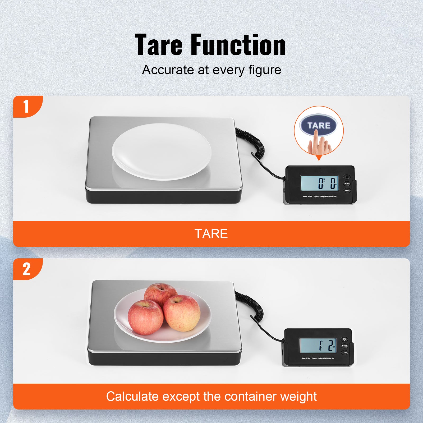 Digital Shipping Scale with Timer & Tare Function, HD LCD Screen, Portable Package Postal Scale for Home & Post Office
