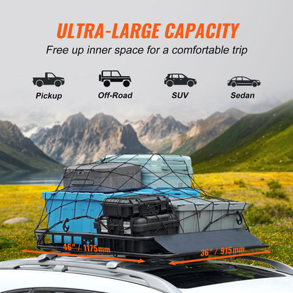 Heavy-Duty Roof Rack Cargo Basket, Rooftop Cargo Carrier for SUV, Truck & Vehicle, Rust-Resistant, Aerodynamic Design
