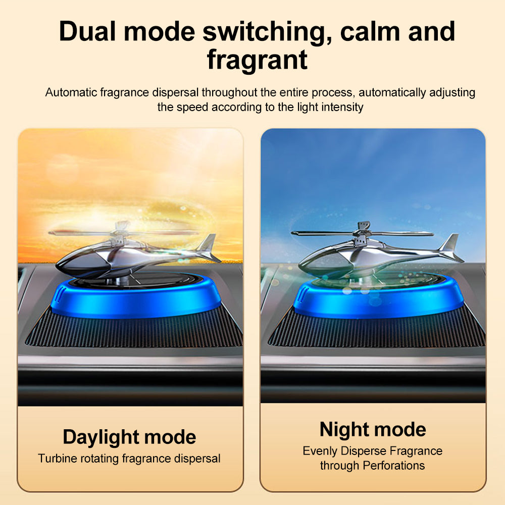 Solar Aromatherapy Car Air Freshener with Rotating Helicopter Design, Solar Powered Alloy Auto Aroma Diffuser Dashboard