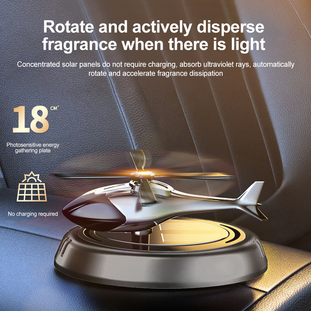 Solar Aromatherapy Car Air Freshener with Rotating Helicopter Design, Solar Powered Alloy Auto Aroma Diffuser Dashboard