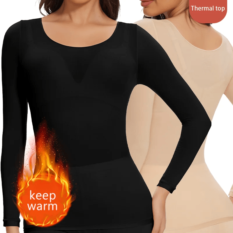 Women's Thermal Long Sleeve T-Shirt – Lightweight Winter Bottoming Shirt for Cold Weather Layering