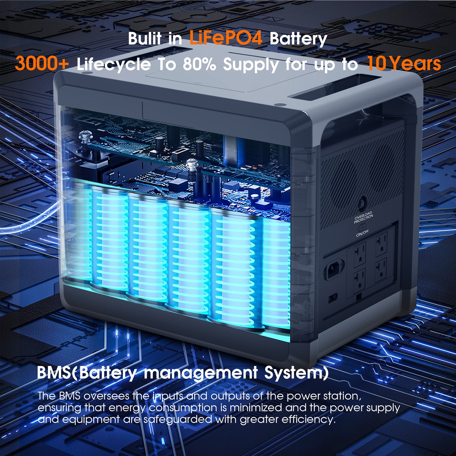 Portable Power Station Battery With AC Output  Solar Generator For Garden Party Emergency Backup  O 3