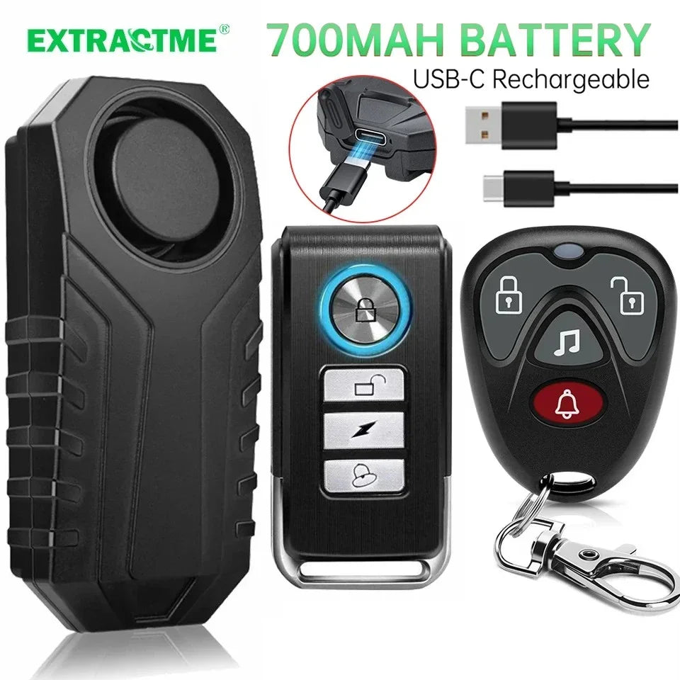 Wireless Motorcycle Burglar Alarm with Remote, Waterproof Extractme Car Bike Electric Scooter Anti Theft Security System